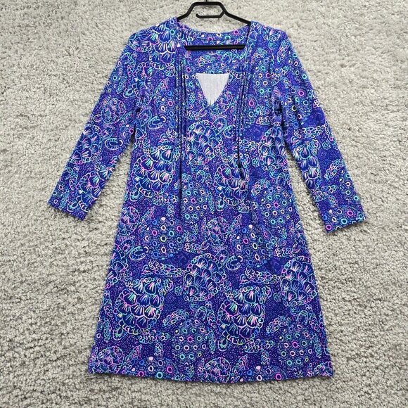 Lilly Pulitzer Aubrey Women Shift Dress Size Small Turtle Print Resort Vacation - Picture 1 of 12